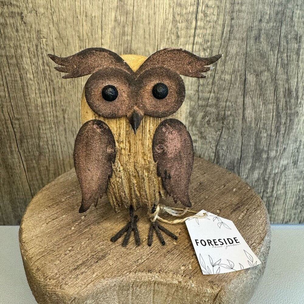 Rustic Wood Metal Owl Home Decor NEW FAST SHIP